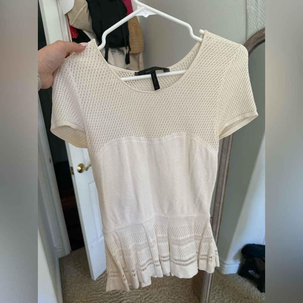 BCBGMaxAzria Cream Textured Mini Dress